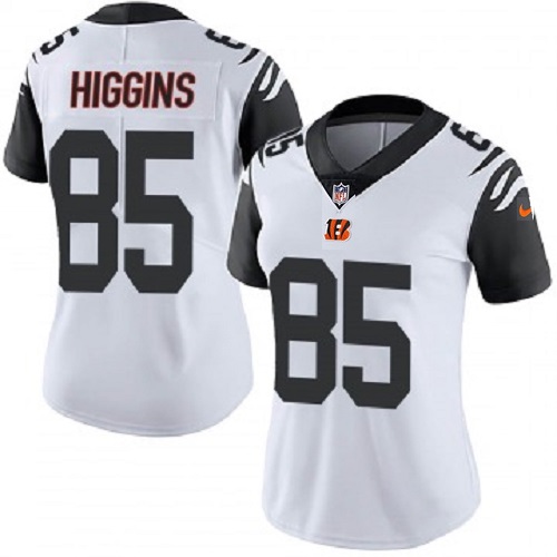 Women's Cincinnati Bengals #85 Tee Higgins White NFL Vapor Stitched Jersey(Run Small)